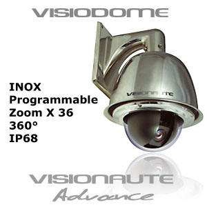 Caméra Dome de securité, INOX 316L, Étanche Norme IP68, Compatible tout protocole, Fonction Jour/Nuit
